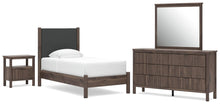 Load image into Gallery viewer, Pamytta Twin Upholstered Panel Platform Bed, Dresser, Mirror and Nightstand

