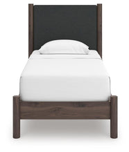 Load image into Gallery viewer, Pamytta Twin Upholstered Panel Platform Bed, Dresser, Mirror and Nightstand
