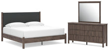 Load image into Gallery viewer, Pamytta King Upholstered Panel Platform Bed, Dresser and Mirror
