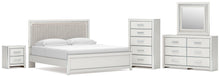 Load image into Gallery viewer, Zuraleus King Upholstered Panel Platform Bed, Dresser, Mirror, Chest and Nightstand
