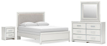 Load image into Gallery viewer, Zuraleus Queen Upholstered Panel Bed, Dresser, Mirror and Nightstand
