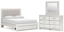 Load image into Gallery viewer, Zuraleus Queen Upholstered Panel Platform Storage Bed, Dresser and Mirror
