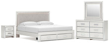 Load image into Gallery viewer, Zuraleus King Upholstered Panel Platform Storage Bed, Dresser, Mirror and Nightstand
