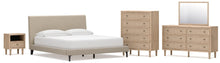 Load image into Gallery viewer, Cielden California King Upholstered Bed with Roll Slats, Dresser, Mirror, Chest and Nightstand
