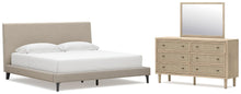 Load image into Gallery viewer, Cielden King Upholstered Bed with Roll Slats, Dresser and Mirror
