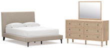 Load image into Gallery viewer, Cielden Full Upholstered Bed with Roll Slats, Dresser and Mirror
