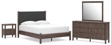 Load image into Gallery viewer, Pamytta Queen Upholstered Panel Platform Bed, Dresser, Mirror and Nightstand

