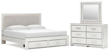 Load image into Gallery viewer, Zuraleus King Upholstered Panel Platform Storage Bed, Dresser and Mirror
