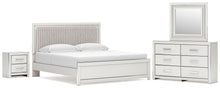 Load image into Gallery viewer, Zuraleus King Upholstered Panel Platform Bed, Dresser, Mirror and Nightstand
