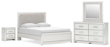 Load image into Gallery viewer, Zuraleus Queen Upholstered Panel Platform Bed, Dresser, Mirror and Nightstand
