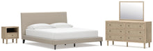 Load image into Gallery viewer, Cielden California King Upholstered Bed with Roll Slats, Dresser, Mirror and Nightstand
