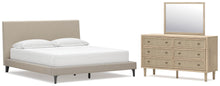 Load image into Gallery viewer, Cielden California King Upholstered Bed with Roll Slats, Dresser and Mirror
