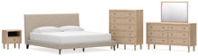 Load image into Gallery viewer, Cielden King Upholstered Bed with Roll Slats, Dresser, Mirror, Chest and Nightstand
