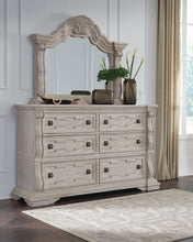 Load image into Gallery viewer, Bruchandi King Upholstered Panel Bed with Mirrored Dresser
