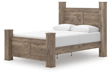 Load image into Gallery viewer, Rusticott Queen Poster Bed with Mirrored Dresser and Nightstand
