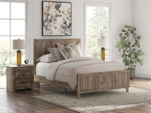 Load image into Gallery viewer, Rusticott Queen Panel Bed with Mirrored Dresser and Nightstand
