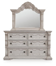 Load image into Gallery viewer, Bruchandi King Upholstered Panel Bed with Mirrored Dresser and Nightstand
