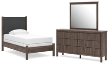 Load image into Gallery viewer, Pamytta Twin Upholstered Panel Bed, Dresser and Mirror
