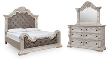 Load image into Gallery viewer, Bruchandi California King Upholstered Panel Bed with Mirrored Dresser
