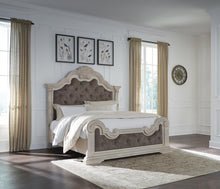 Load image into Gallery viewer, Bruchandi California King Upholstered Panel Bed with Mirrored Dresser
