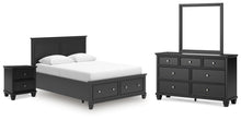 Load image into Gallery viewer, Lanolee Queen Panel Storage Bed, Dresser, Mirror and Nightstand
