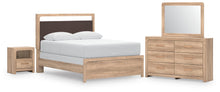 Load image into Gallery viewer, Kinlanni Queen Upholstered Panel Bed, Dresser, Mirror and Nightstand
