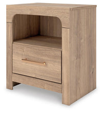 Load image into Gallery viewer, Kinlanni King Upholstered Panel Bed, Dresser, Mirror and Nightstand
