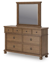 Load image into Gallery viewer, Rowlenstown California King Poster Bed with Mirrored Dresser
