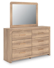 Load image into Gallery viewer, Kinlanni Queen Upholstered Panel Bed, Dresser and Mirror
