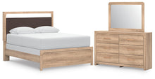 Load image into Gallery viewer, Kinlanni Queen Upholstered Panel Bed, Dresser and Mirror
