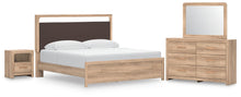 Load image into Gallery viewer, Kinlanni King Upholstered Platform Bed, Dresser, Mirror and Nightstand
