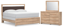 Load image into Gallery viewer, Kinlanni King Upholstered Panel Bed, Dresser and Mirror

