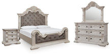Load image into Gallery viewer, Bruchandi California King Upholstered Panel Bed with Mirrored Dresser and Nightstand
