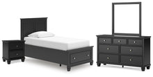 Load image into Gallery viewer, Lanolee Twin Panel Storage Bed, Dresser, Mirror and Nightstand
