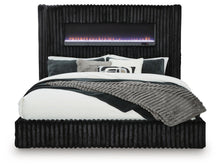 Load image into Gallery viewer, Tayleena Queen Upholstered Bed with Fireplace and Wireless Audio
