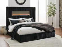 Load image into Gallery viewer, Tayleena Queen Upholstered Bed with Fireplace and Wireless Audio
