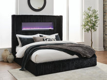 Load image into Gallery viewer, Tayleena Queen Upholstered Bed with Fireplace and Wireless Audio
