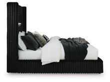 Load image into Gallery viewer, Tayleena Queen Upholstered Bed with Fireplace and Wireless Audio
