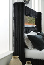 Load image into Gallery viewer, Tayleena King Upholstered Bed with Fireplace and Wireless Audio
