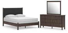 Load image into Gallery viewer, Cadmori Queen Upholstered Panel Bed, Dresser and Mirror
