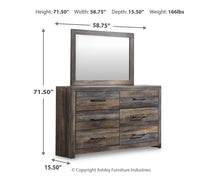 Load image into Gallery viewer, Drystan Queen Panel Bed with 2 Storage Drawers with Mirrored Dresser
