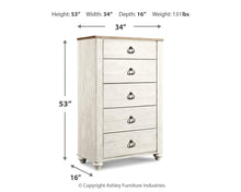 Load image into Gallery viewer, Willowton Five Drawer Chest

