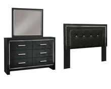 Load image into Gallery viewer, Kaydell Queen/Full Upholstered Panel Headboard with Mirrored Dresser
