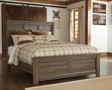 Load image into Gallery viewer, Juararo Queen Panel Bed with Mirrored Dresser, Chest and Nightstand
