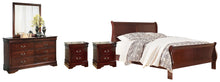 Load image into Gallery viewer, Alisdair Queen Sleigh Bed with Mirrored Dresser and 2 Nightstands

