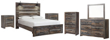 Load image into Gallery viewer, Drystan Queen Panel Bed with 2 Storage Drawers with Mirrored Dresser, Chest and 2 Nightstands
