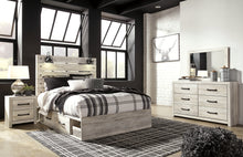Load image into Gallery viewer, Cambeck Queen Panel Bed with 4 Storage Drawers with Mirrored Dresser and 2 Nightstands
