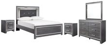 Load image into Gallery viewer, Lodanna Full Panel Bed with Mirrored Dresser and 2 Nightstands
