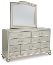 Load image into Gallery viewer, Coralayne Full Upholstered Bed with Mirrored Dresser and Chest
