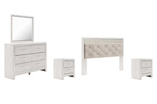 Load image into Gallery viewer, Altyra King Panel Headboard with Mirrored Dresser and 2 Nightstands
